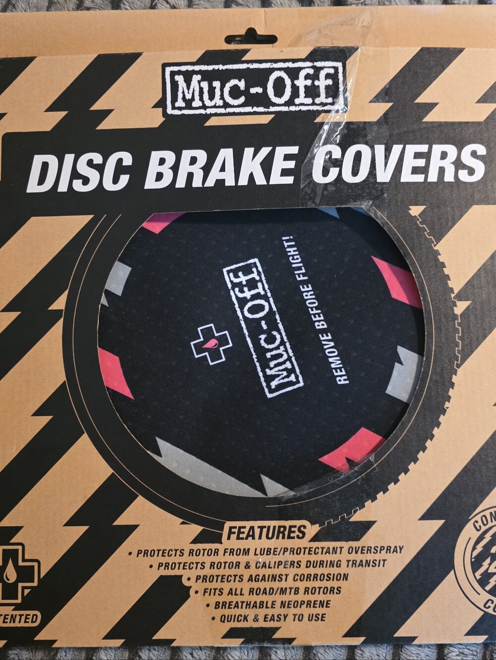 Muc-Off Disc Brake Covers - Black with Pink & Gray Accents